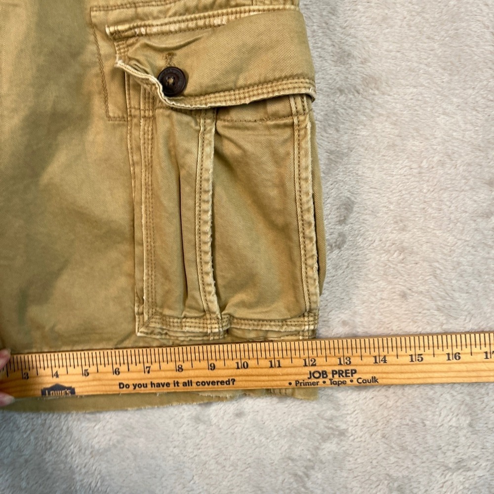Y2K American Eagle Men's Cargo Shorts 36 / 37 Tan Khaki Classic Length Cotton - Picture 10 of 11